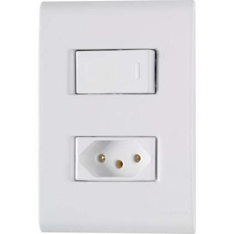 Conjunto Montado Liz 4x2 1 Interruptor simples + 1 Tomada NBR 14136 10A 250V Afastadas Tramontina - Lcg eletro Menor preço em Conjunto Montado Liz 4x2 1 Interruptor simples + 1 Tomada NBR 14136 10A 250V Afastadas Tramontina - Lcg eletro