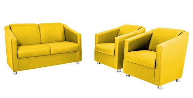 Conjunto Namoradeira Sofá 02 Lugar + 02 Poltronas Tilla 01 Lugar - Sued Amarelo - Di menezes decor Menor preço em Conjunto Namoradeira Sofá 02 Lugar + 02 Poltronas Tilla 01 Lugar - Sued Amarelo - Di menezes decor