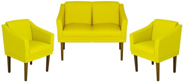 Conjunto Namoradeira Sofá + Duas Poltrona Decoração Gran Diego - Sued Amarelo - Di menezes decor é boa?