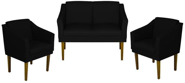 Conjunto Namoradeira Sofá + Duas Poltrona Decoração Gran Diego - Sued Preto - Di menezes decor é boa?