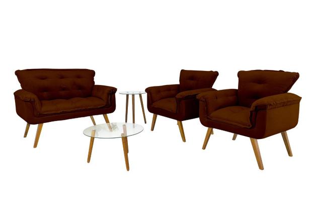 Conjunto Namoradeira Sofá + Duas Poltrona Opala  Em Fibra de Silicone - Sued Marrom - Nanda Decor é boa?