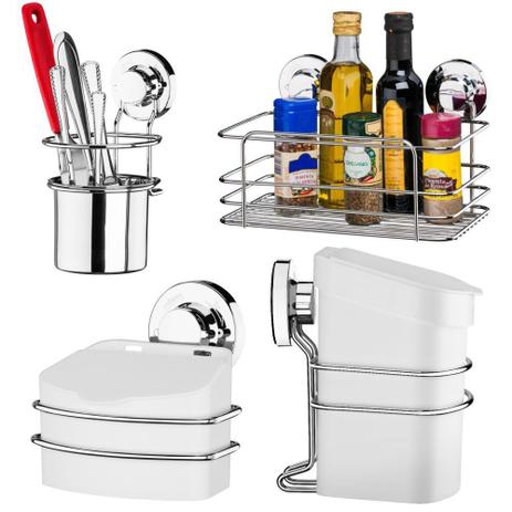 Menor preço em Conjunto Organização Completa Cozinha 4 Peças Fixação Ventosa - Future