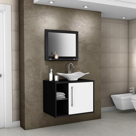 Conjunto p/ Banheiro Baden Preto e Branco - Moveis bechara Menor preço em Conjunto p/ Banheiro Baden Preto e Branco - Moveis bechara