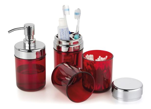 Conjunto p/ Banheiro Lavabo 3 pcs Acquaset Vermelho Forma Menor preço em Conjunto p/ Banheiro Lavabo 3 pcs Acquaset Vermelho Forma