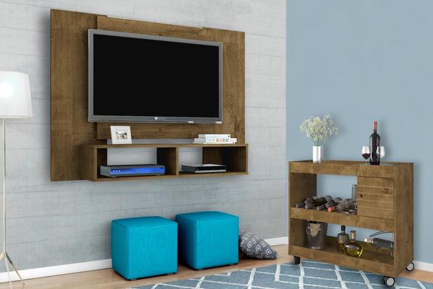 Conjunto Painel Navi com Aparador Cristal Madeira - Moveis bechara Menor preço em Conjunto Painel Navi com Aparador Cristal Madeira - Moveis bechara