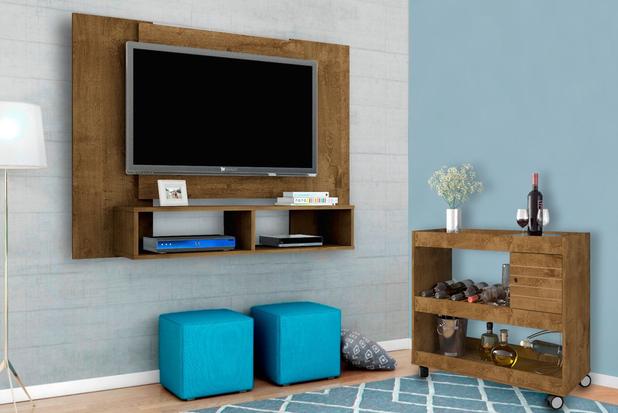 Conjunto Painel TV Navi mais Aparador Sala Estar Cor Madeira - Moveis bechara Menor preço em Conjunto Painel TV Navi mais Aparador Sala Estar Cor Madeira - Moveis bechara