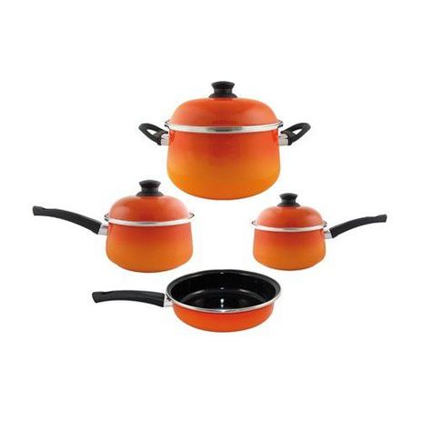 Conjunto Panelas Bojudas 4 Pcs Mae Agata Laranja Ewel Menor preço em Conjunto Panelas Bojudas 4 Pcs Mae Agata Laranja Ewel