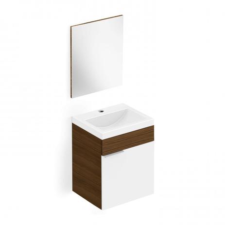 Conjunto para Banheiro com Gabinete com Cuba e Espelheira Like Celite Wengue/Branco Menor preço em Conjunto para Banheiro com Gabinete com Cuba e Espelheira Like Celite Wengue/Branco