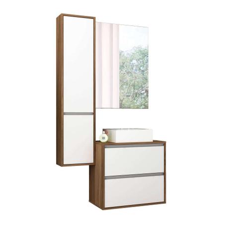 Conjunto para Banheiro Firenze 1 PT 3 GV Nogal e Branco - Bosi Menor preço em Conjunto para Banheiro Firenze 1 PT 3 GV Nogal e Branco - Bosi