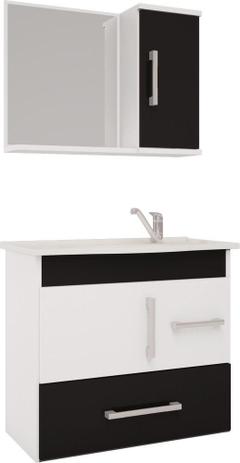 Conjunto para Banheiro Fortaleza com 2 Portas e 2 Gavetas Branco e Preto - Mgm móveis Menor preço em Conjunto para Banheiro Fortaleza com 2 Portas e 2 Gavetas Branco e Preto - Mgm móveis