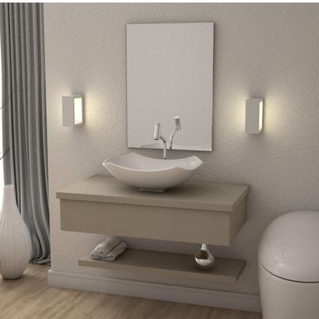 Conjunto para Banheiro Gabinete 80cm Cuba Abaulada L42 Prateleira e Espelheira 806W Metrópole Compace Connect Nude Menor preço em Conjunto para Banheiro Gabinete 80cm Cuba Abaulada L42 Prateleira e Espelheira 806W Metrópole Compace Connect Nude