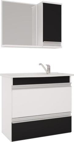 Conjunto para Banheiro Grecia com 2 Portas e Gaveta Branco e Preto - Mgm móveis Menor preço em Conjunto para Banheiro Grecia com 2 Portas e Gaveta Branco e Preto - Mgm móveis