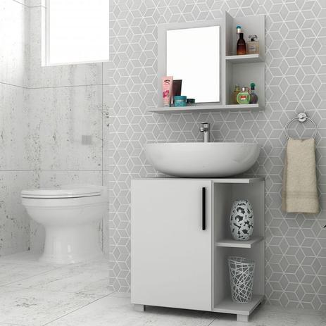 Conjunto para Banheiro Painel + Balcão BBN17 - Branco - Brv Menor preço em Conjunto para Banheiro Painel + Balcão BBN17 - Branco - Brv