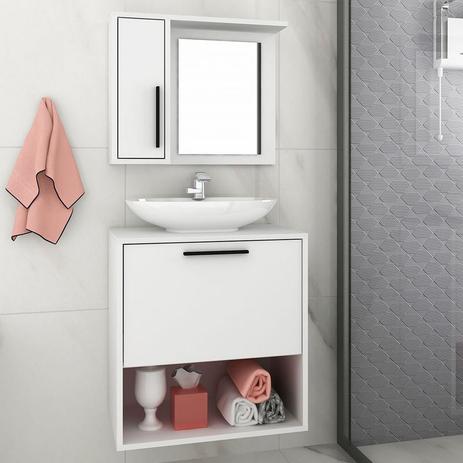Conjunto para Banheiro Painel + Balcão BBN18 - Branco - Brv Menor preço em Conjunto para Banheiro Painel + Balcão BBN18 - Branco - Brv