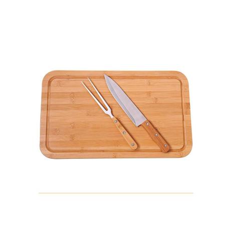 Conjunto para Churrasco Bamboo com Tábua para Corte com 3 Peças Natural - Mor Menor preço em Conjunto para Churrasco Bamboo com Tábua para Corte com 3 Peças Natural - Mor