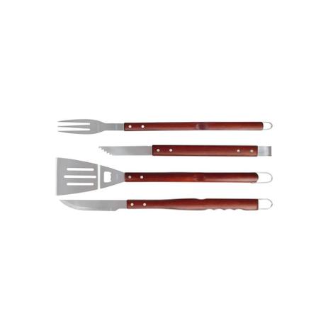 Conjunto para Churrasco com Cabo Longo com 4 Peças Marrom - Mor Menor preço em Conjunto para Churrasco com Cabo Longo com 4 Peças Marrom - Mor