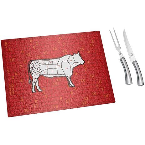 Conjunto para Churrasco com Tábua de Vidro 3 peças - Carnes - Euro Home Menor preço em Conjunto para Churrasco com Tábua de Vidro 3 peças - Carnes - Euro Home