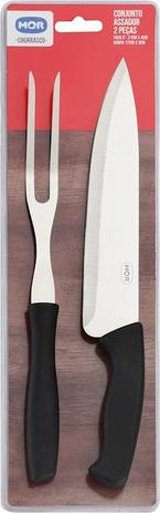 Conjunto para Churrasco Faca e Garfo cabo preto - Mor Menor preço em Conjunto para Churrasco Faca e Garfo cabo preto - Mor