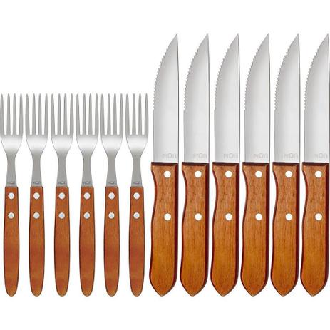 Conjunto para Churrasco Garfo e Faca 12 Peças MOR Menor preço em Conjunto para Churrasco Garfo e Faca 12 Peças MOR