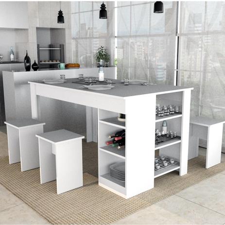 Conjunto para Cozinha 1 Mesa 4 Bancos Enjoy Appunto Branco Menor preço em Conjunto para Cozinha 1 Mesa 4 Bancos Enjoy Appunto Branco