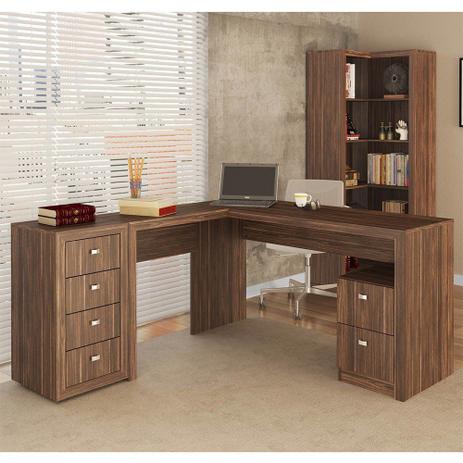 Conjunto para Escritório 03 Peças Nogal - Tecno Mobili Menor preço em Conjunto para Escritório 03 Peças Nogal - Tecno Mobili