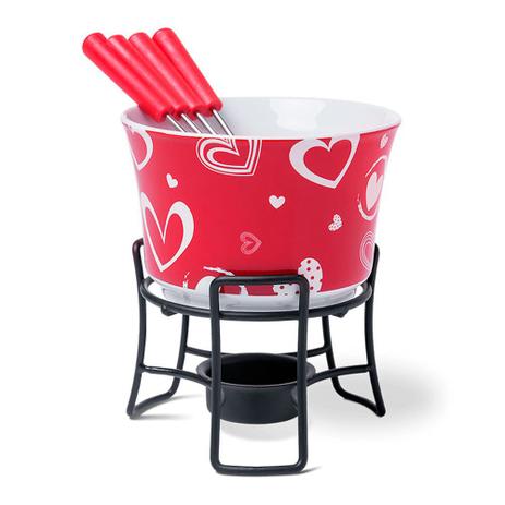 Conjunto Para Fondue 6 Peças Cerâmico Brinox Coração Vermelho Menor preço em Conjunto Para Fondue 6 Peças Cerâmico Brinox Coração Vermelho