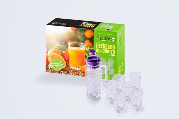 Conjunto Para Refresco Quadratto 07 Peças Top Line Menor preço em Conjunto Para Refresco Quadratto 07 Peças Top Line