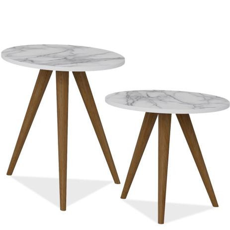 Conjunto Para Sala de Estar com Mesa de Canto e Mesa Lateral Retrô Branco Carrara - Be Mobiliário é boa?