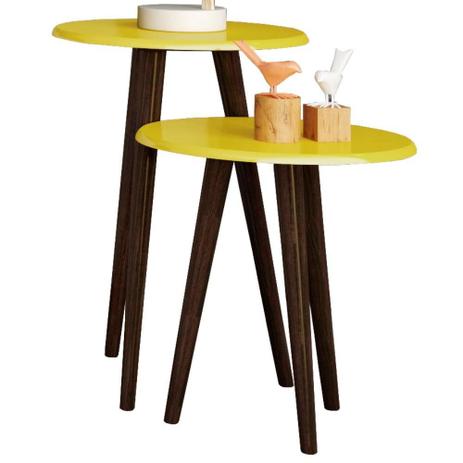 Conjunto Para Sala de Estar com Mesa Lateral e Apoio Amarelo Brilho - Lymdecor é boa?
