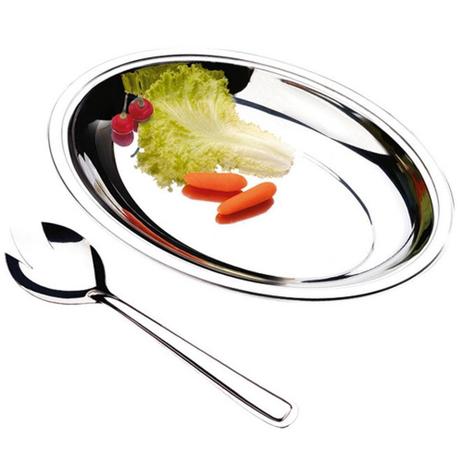 Conjunto para Salada com Travessa Oval em Inox - Carisma Menor preço em Conjunto para Salada com Travessa Oval em Inox - Carisma