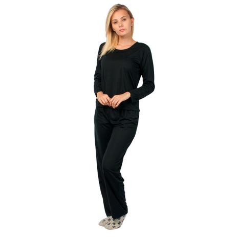 Pijama manga longa preto Clearance