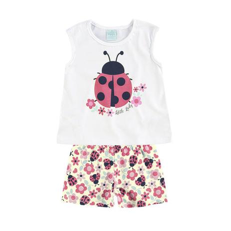 Conjunto - Pijama Infantil Feminino - Branco - Joaninha - Little Lady - Kyly Menor preço em Conjunto - Pijama Infantil Feminino - Branco - Joaninha - Little Lady - Kyly