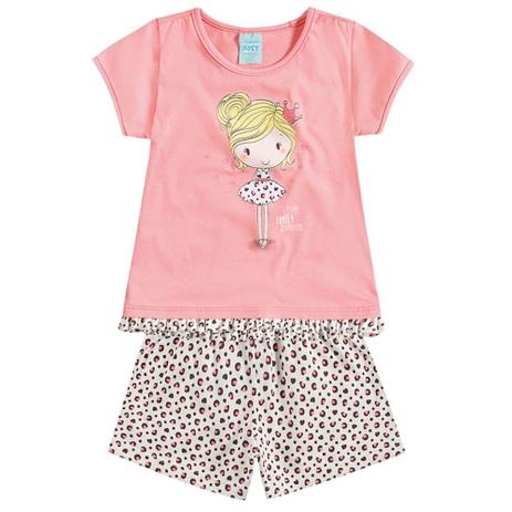 Conjunto Pijama Menina Adorável Pequena Princesa Salmão - Kyly Menor preço em Conjunto Pijama Menina Adorável Pequena Princesa Salmão - Kyly