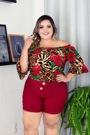 Conjunto Plus Size Blusa Estampada e Short Lindo Moda Animal Print - Bellucy modas Menor preço em Conjunto Plus Size Blusa Estampada e Short Lindo Moda Animal Print - Bellucy modas