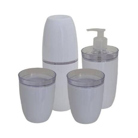 Conjunto Porta Escovas Acessórios sobre Pia Banheiro e Lavabo - Málaga Branco 4 peças Acrílico - Fabrica de utilidades Menor preço em Conjunto Porta Escovas Acessórios sobre Pia Banheiro e Lavabo - Málaga Branco 4 peças Acrílico - Fabrica de utilidades