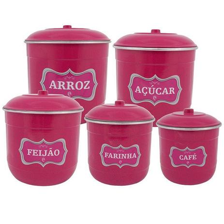Conjunto Porta Mantimentos com 5 Peças (Kit Mantimentos) - Rosa - Koup Menor preço em Conjunto Porta Mantimentos com 5 Peças (Kit Mantimentos) - Rosa - Koup