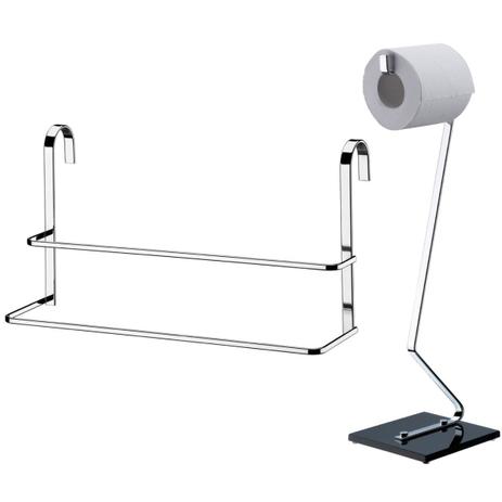 Conjunto Porta Papel Higiênico Base Vidro Toalheiro 45cm de Box - Future Menor preço em Conjunto Porta Papel Higiênico Base Vidro Toalheiro 45cm de Box - Future