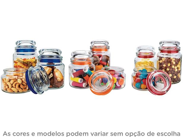 Conjunto Pote de Vidro Redondo 3 Peças com Tampa - Euro Home VDR9040