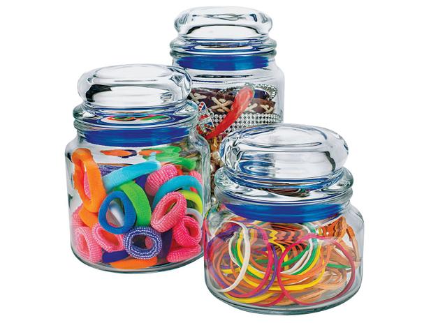 Conjunto Pote de Vidro Redondo 3 Peças com Tampa - Euro Home VDR9040