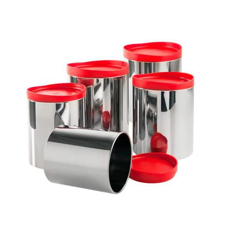 Conjunto Potes para Mantimentos Suprema 5 Peças Vermelho - Brinox Menor preço em Conjunto Potes para Mantimentos Suprema 5 Peças Vermelho - Brinox