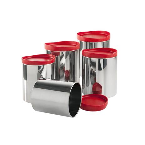 Conjunto Potes Suprema Em Aço Inox 5 Peças Vermelha Brinox Menor preço em Conjunto Potes Suprema Em Aço Inox 5 Peças Vermelha Brinox