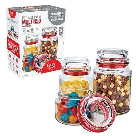 Conjunto Potes Vidro Multiuso 3 Peças Euro Home Menor preço em Conjunto Potes Vidro Multiuso 3 Peças Euro Home