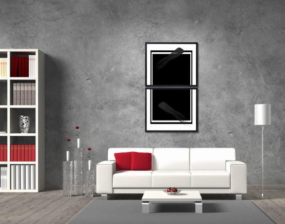 Conjunto Quadros Abstratos Preto e Branco Kit com 2 Quadros de 60x50cm - Decore pronto é boa?