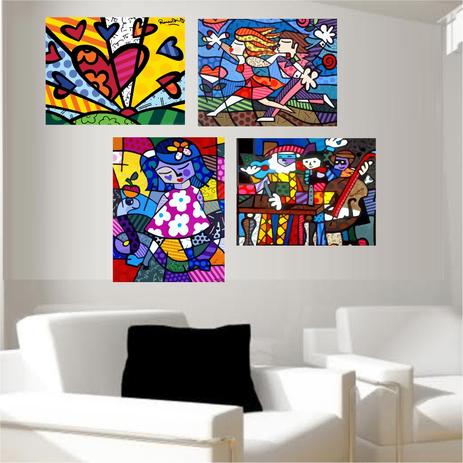 Conjunto Quadros Impressos Pinturas Romero Britto - Quadros mais Menor preço em Conjunto Quadros Impressos Pinturas Romero Britto - Quadros mais