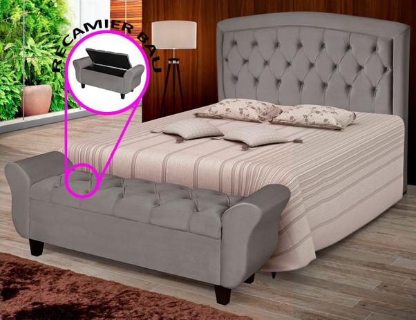 Conjunto Quarto Cabeceira Estofada Recamier Bau Lisboa 160cm - Artnossa Estofados Menor preço em Conjunto Quarto Cabeceira Estofada Recamier Bau Lisboa 160cm - Artnossa Estofados