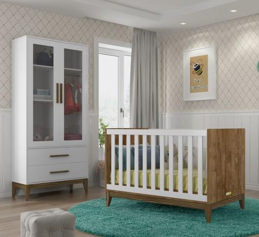 Conjunto quarto infantil Nature Glass Eco Wood guarda roupa e berço - Matic Menor preço em Conjunto quarto infantil Nature Glass Eco Wood guarda roupa e berço - Matic