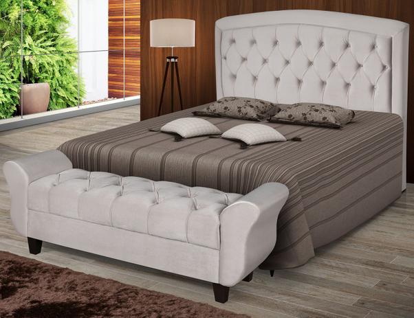 Conjunto Quarto Recamier Cab. Milao Estof King Paiva 195 cm - Artnossa estofados Menor preço em Conjunto Quarto Recamier Cab. Milao Estof King Paiva 195 cm - Artnossa estofados
