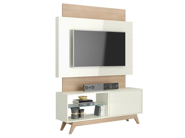 Conjunto Rack e Painel Dalla Costa TB141L O1 Porta Iluminação Led Off White e Natural Menor preço em Conjunto Rack e Painel Dalla Costa TB141L O1 Porta Iluminação Led Off White e Natural