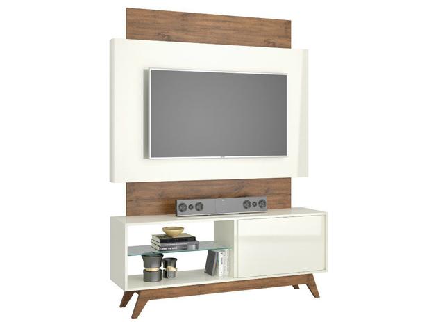Conjunto Rack e Painel Dalla Costa TB141L O1 Porta Iluminação Led Off White e Nobre Menor preço em Conjunto Rack e Painel Dalla Costa TB141L O1 Porta Iluminação Led Off White e Nobre