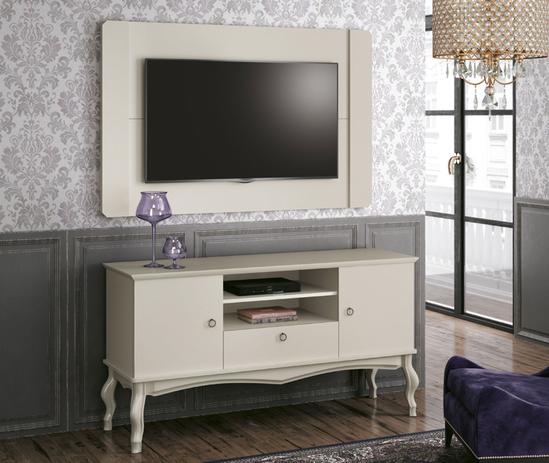 Conjunto Rack e Painel Luis XV Vintage Retro Off White - Edn moveis Menor preço em Conjunto Rack e Painel Luis XV Vintage Retro Off White - Edn moveis